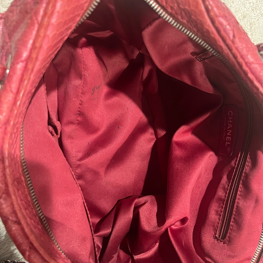 Chanel Python Leather Shoulder Bag Fuscia Silver … - image 7